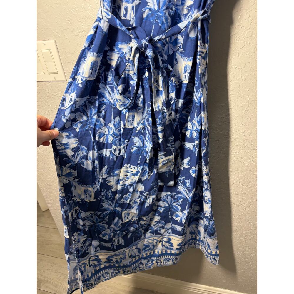 LOFT Corfu Weekend Puff Sleeve Midi Dress Hawaiian Vacation Beachy Boho M - Picture 7 of 9